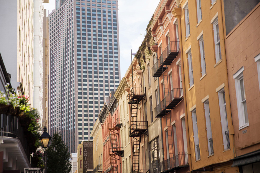 Emily + Scott, Engaged in the CBD, New Orleans, shot by Erika Parker Photography.