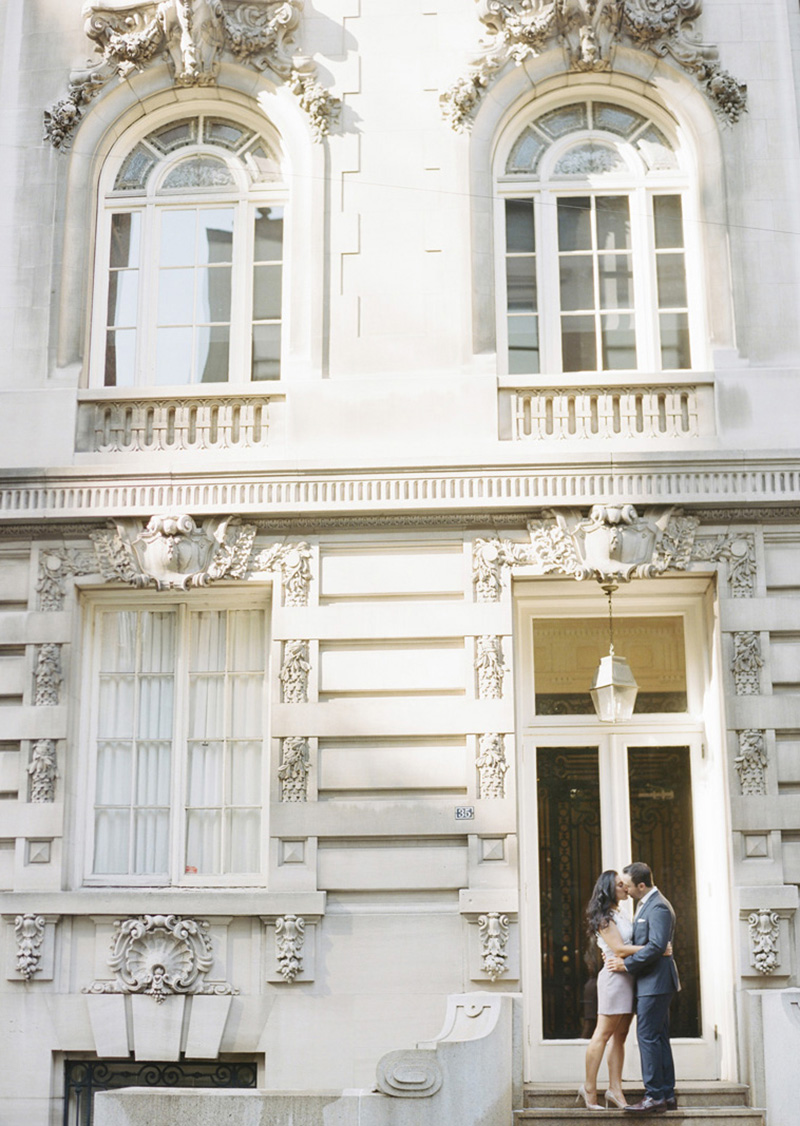 Gia and Julian engaged in New York City, photographed by Erika Parker.